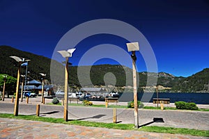 san martin de los andes town, neuquen argentina-landscape and coast of lake lakar in summer argentina