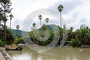 San Martin Park Lake and Cerro San Bernardo Hill on background - Salta, Argentina