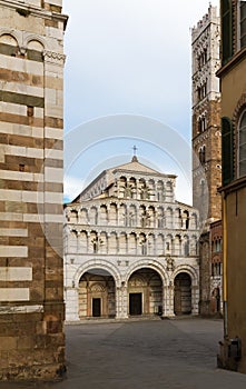 San Martino with piazza, Lucca, Tuscany, Italy