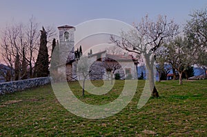 San Michele church in Ome (Brescia) before dawn