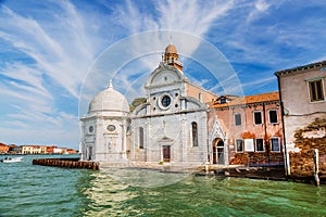 San Michele church on a venetian island. Cemetery in Venice, Italy.