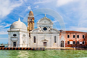 San Michele church on a venetian island. Cemetery in Venice, Italy.