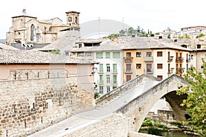 San Miguel church with bridge Puente de la Carcel, Estella, Road photo