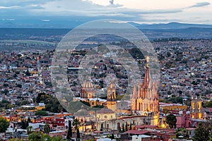 San Miguel de Allende at Dusk in Guanajuato, Mexico