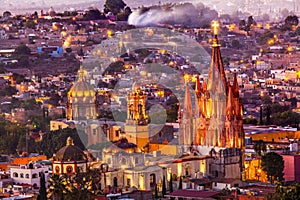 San Miguel de Allende Mexico Miramar Overlook Evening Parroquia