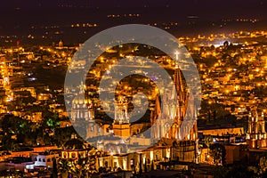 San Miguel de Allende Mexico Miramar Overlook Night Parroquia photo