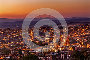 San Miguel de Allende Mexico Miramar Overlook Sunset Parroquia