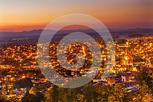 San Miguel de Allende Mexico Miramar Overlook Sunset Parroquia