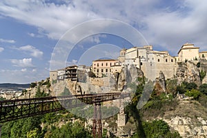 San Pablo Bridge and the hanging houses of the city of Cuenca. Spain.