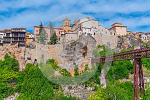 San Pablo bridge over river Huecar in Cuenca, Spain. photo