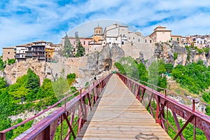 San Pablo bridge over river Huecar in Cuenca, Spain. photo