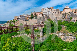 San Pablo bridge over river Huecar in Cuenca, Spain. photo