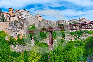 San Pablo bridge over river Huecar in Cuenca, Spain. photo