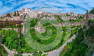 San Pablo bridge over river Huecar in Cuenca, Spain photo