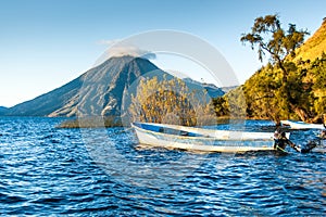 San Pedro Volcano on Lake Atitlan in Guatemalan highlands photo