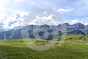 San Pellegrino Pass, Moena , Trentino Alto Adige, Alps, Dolomites, Italy: Landscape at the San Pellegrino Pass 1918 m.It`s a