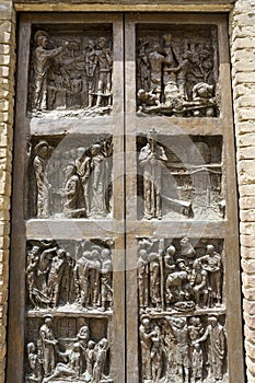 San Pietro church at Cassano Spinola, Alessandria, Italy. Door