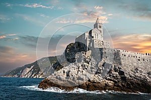 San Pietro (Saint Peter) church on cliff in Portovenere, Italy