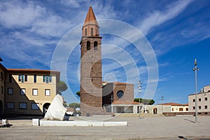 San Ponziano church in small town of Carbonia at Sardinia island, Italy
