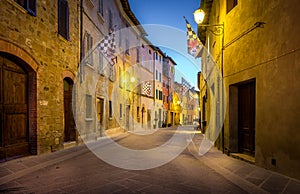 San Quirico D`orcia by night, Tuscany