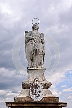 San Rafael Archangel statue in the Roman bridge