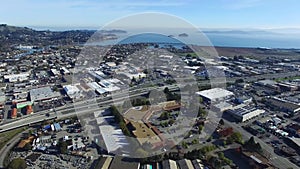 San Rafael, California, Downtown, Aerial Flying, San Francisco Bay