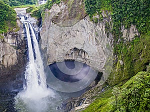 San Rafael waterfalls in the lush rainforest of Ecuadorian Amazon photo