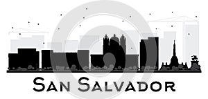 San Salvador City skyline black and white silhouette. photo