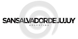 San Salvador de Jujuy in the Argentina emblem. The design features a geometric style, vector illustration with bold typography in photo