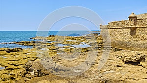 San Sebastian Castle, a fortress in La Caleta island. Cadiz, Spain