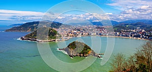 San Sebastian city, Spain, view of La Concha bay and Atlantic ocean photo