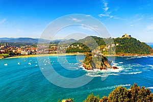 San Sebastian Donostia city, view of La Concha bay, Spain