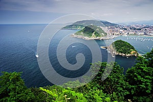 San Sebastian, view of La Concha Bay in the daytime, Spain