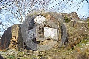 San Sebastian, Spain - Dec 26, 2021: Historic landmarks on the Monte Ulia nature trail on the Basque Coast photo