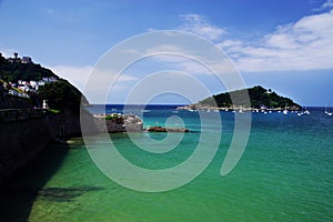 San Sebastian, view of La Concha Bay in the daytime, Spain