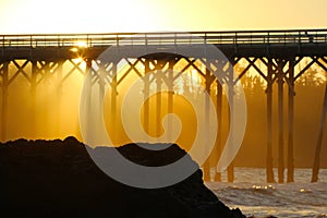 San Simeon pier with waves, near Hearst Castle, California, USA