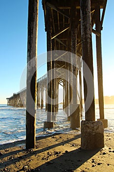 San Simeon pier with waves, near Hearst Castle, California, USA