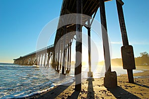 San Simeon pier with waves, near Hearst Castle, California, USA
