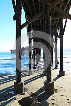 San Simeon pier with waves, near Hearst Castle, California, USA photo