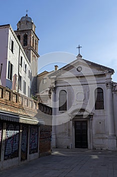 San Simeone Profeta church in Venice on a summer morning photo