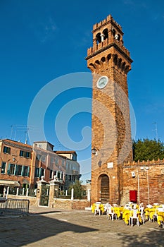 San Stefano square located at Murano Island, Italy