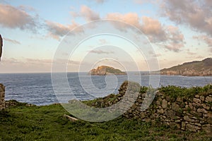 San Tirso ruins near the Cantabrian sea in north Spain photo