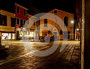 San Toma square in Venice at night photo