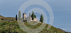 San Vigilio Church in Col San Martino, Prosecco hills, Veneto, Italy