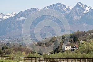 The San Vigilio church in Farra d'Alpago, Belluno, Dolomites, Italy