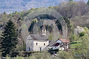 The San Vigilio church in Farra d'Alpago, Belluno, Dolomites, Italy