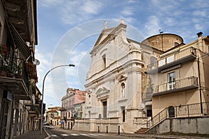 San Vito Chietino, Chieti, Abruzzo, Italy. Street with the church of Immaculate Conception