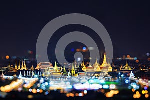 Sanamluang and Wat Phra Keaw Public landmark of Thailand in night time