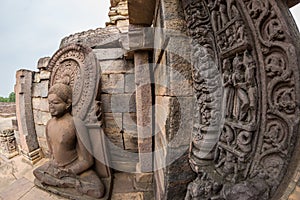 Sanchi Stupa, Ancient buddhist building, religion mystery, carved stone. Travel destination in Madhya Pradesh, India.