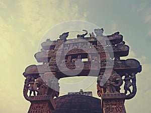 sanchi stupa gate ( toranas of sanchi stupa) at Sanchi